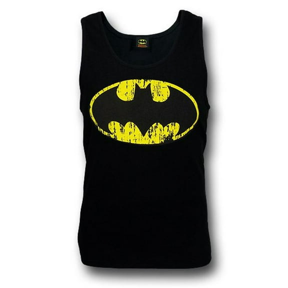 Batman tankbatblksymdstXL Batman Distressed Symbol Black Mens Tank Top - Extra Large