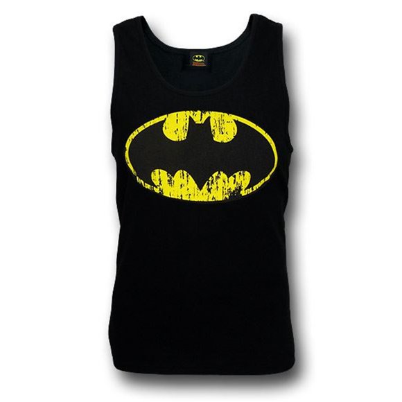 Batman Distressed Symbol Black Tank Top-Small