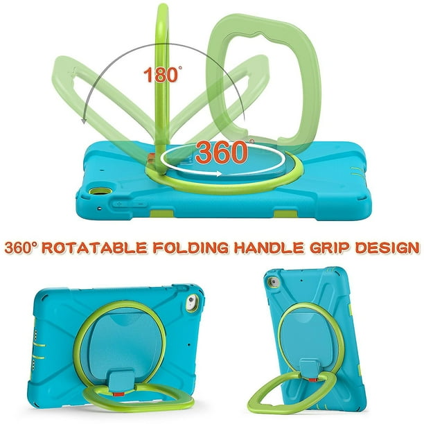 Funda a juego para iPad Mini 4/5 con correa para el hombro, soporte de anilla ajustable grande, portalápices y protección contra golpes.