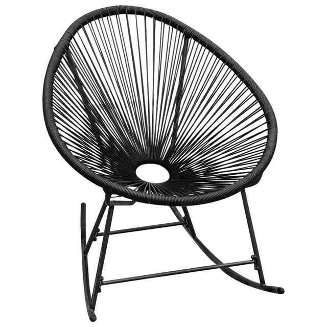 vidaXL Fauteuil Berçant d'Extérieur Noir en Rotin Poly