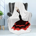 thumbnail image 4 of Spanish Soft Flannel Fleece Throw Blanket, Traditional Dancer Woman with Polka Dotted Dress, Cozy Plush for Indoor and Outdoor Use, 50" x 70", Charcoal Grey Vermilion, by Ambesonne, 4 of 5