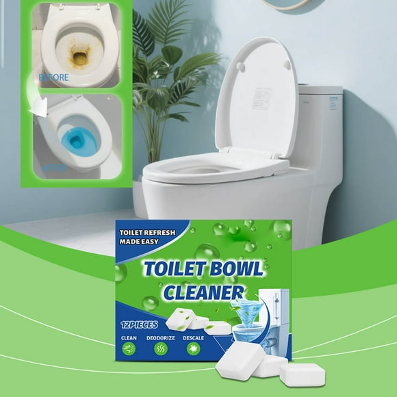 Tabletas Limpiadoras para Inodoro, con Aroma a Menta, Pastillas de Espuma Limpiadora, Limpieza Sanitaria, con Acción Quitamanchas, Paquete de 12 Unidades, para Higiene del Baño y Control de Olores.
