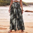 thumbnail image 2 of Women's Wide Leg Pants High Waist Flowy Drawsting Casual Loose Trousers Lounge Business Pants with Pockets (XL, Multicolor 2), 2 of 5