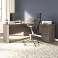thumbnail image 3 of Bestar Logan 65W L Shaped Desk with Drawers in medium gray maple, 3 of 4