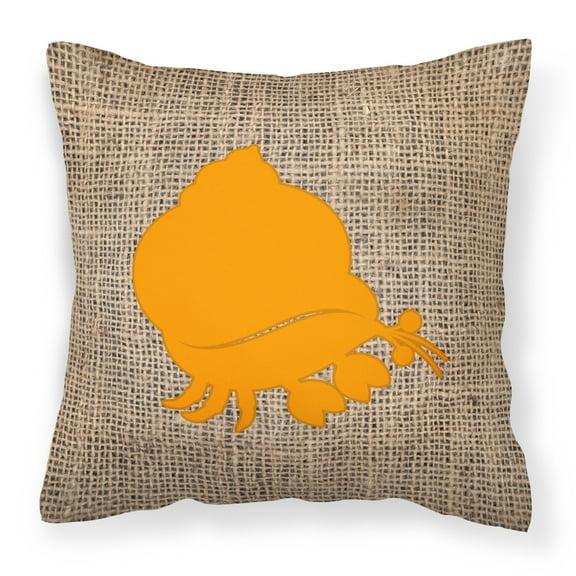 Carolines Treasures BB1102-BL-OR-PW1818 Hermit Crab Burlap and Orange Canvas Fabric Decorative Pillow BB1102 18H x18W