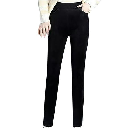 

Awdenio Fashion Women Plus Size Plus Lamb Color Stripe Wool Corduroy Loose Pants Size S-3XL