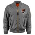 thumbnail image 1 of Ma Croix Mens PATCH BOMBER JACKET Premium Padded Zip Up Casual MA-1 Flight Souvenir Outerwear, 1 of 3