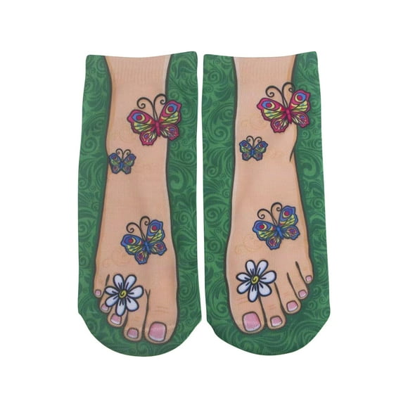 Virmaxy Flip Flop Socks Women's Men's Personalized Sweat Absorbent Low Top Ankle Short Socks Funny 3D Printed Cotton Socks
