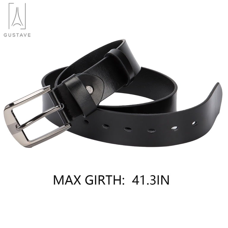 GUSTAVE Men's Slim Leather Belt - 3.5cm Width, Auto-Lock Buckle, 130cm Length For Business & Casual Wear