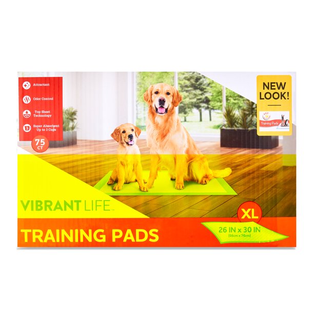 Vibrant Life Training Pads, XL, 26 in x 30 in, 75 Count