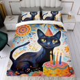 thumbnail image 4 of Fiesta del Gato Negro Conjunto de sábanas temático, trío de piezas, cómodo y amigable con la piel, diseño único, regalo de decoración para el hogar para familiares, amigos y fans,140cm *210cm, 4 of 6
