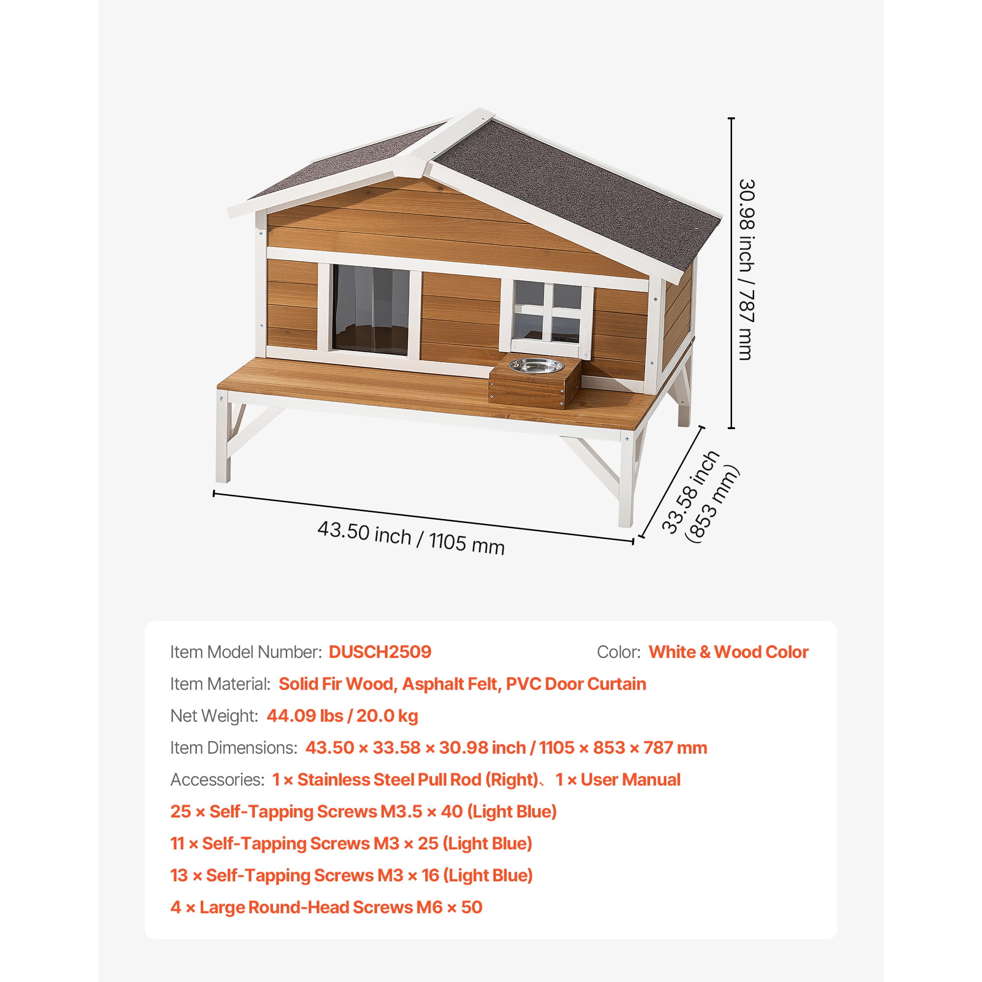 KFFKFF Insulated Wooden Cat House for Outdoor & Indoor Cats – 31‑Inch Weather‑Resistant Shelter,&nbsp; Spacious Platform,Brown