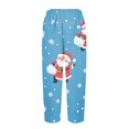 thumbnail image 4 of Women's Fashion Christmas Snowman Print Casual Pants with Drawstring Elastic Waist and Pockets, Full Length Trousers for Holiday Season and Daily Use,Sky Blue,M, 4 of 6