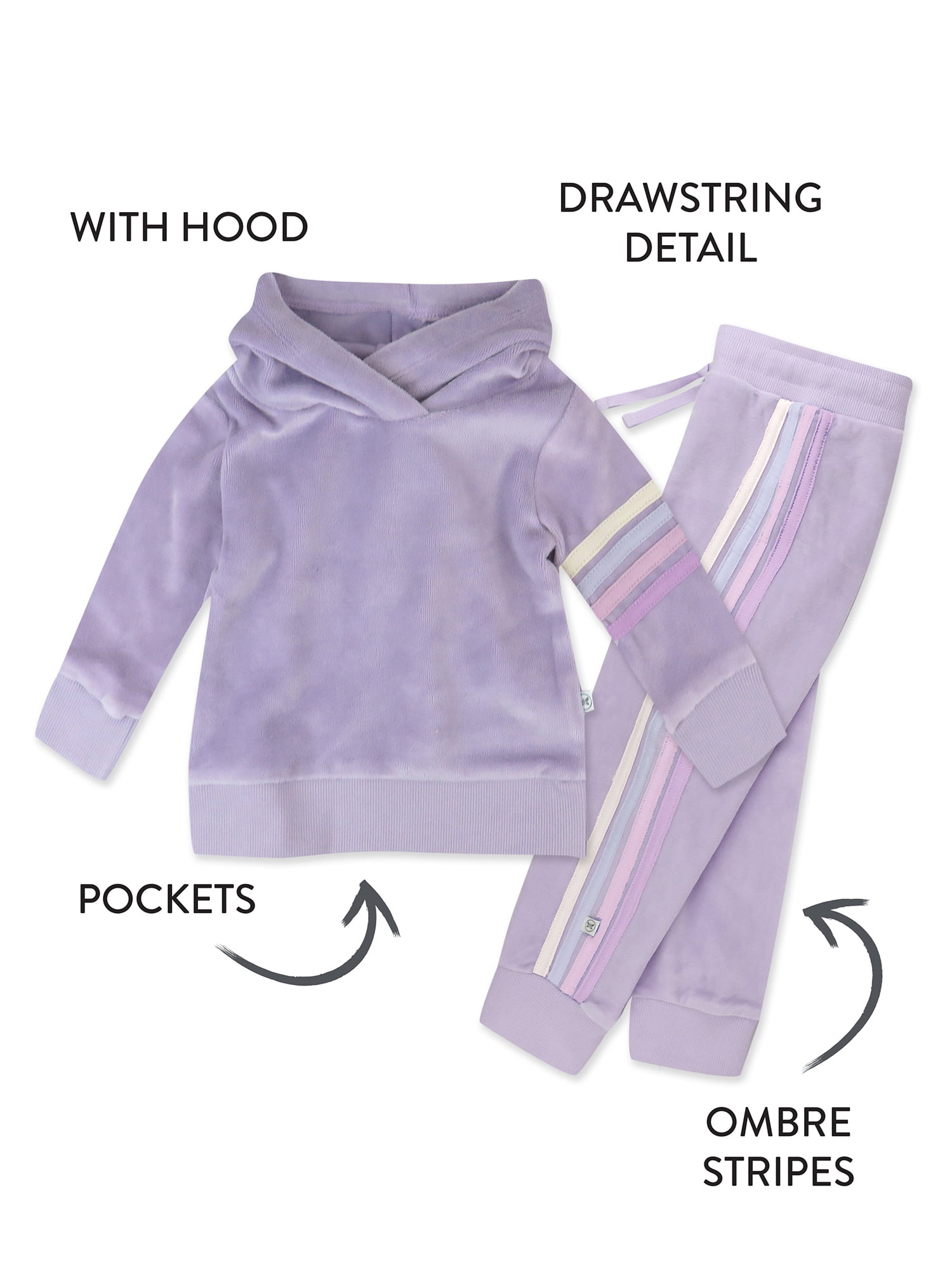 Honest Baby Clothing Organic Cotton Boy or Girl Long Sleeve 2 Piece Velour Hoodie and Sweatpant Set, Newborn to 24 Months