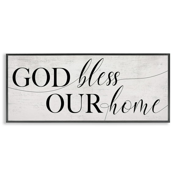 Stupell Industries God Bless Our Home Phrase Typography Painting Black Framed Art Print Wall Art, 24 x 10