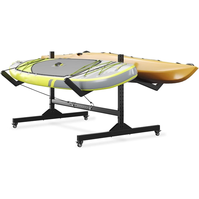 Étagère de Rangement Autoportante pour Kayaks de 2 à 6 Kayaks - Support en Acier Robuste Ajustable avec Sangles de Suspension pour Rangement de Garage