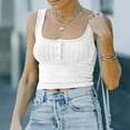 thumbnail image 2 of WCMZJ Tank Top For Womens Sleeveless Button Up Ribbed Knit Crop Top Square Neck Summer Cute Tops Casual Trendy Tees, 2 of 7