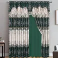 thumbnail image 2 of HunterLuxury Jacquard Farmhouse Rod Pocket Window Panel Attached Valance 2 Tie Backs Curtain Set (2 Panels), 2 of 4