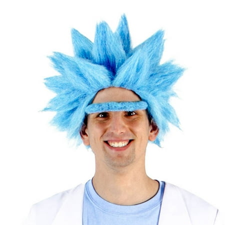 Adult Deluxe Ricky Sanchez Blue Wig and Eyebrown Costume Cosplay Accessory
