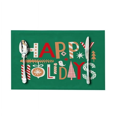 

Cuteam Tableware Mat Merry Christmas Heat Resistant Placemat Dish Plate Mat Cushion Party Decoration