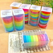 Colored Masking Tape, Rainbow Decorative Washi Tapes, Rainbow Color Craft Paper Tape, Colorful Teacher Tape for Art, Labeling, Classroom Decorations, Bulk Teaching Supplies, 10 Rolls of 0.3in x 5.5yd