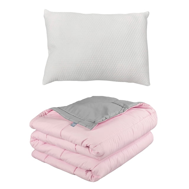 Edredón Dos vistas Individual Rogga Rosa - Gris Perla + Almohada Frosty