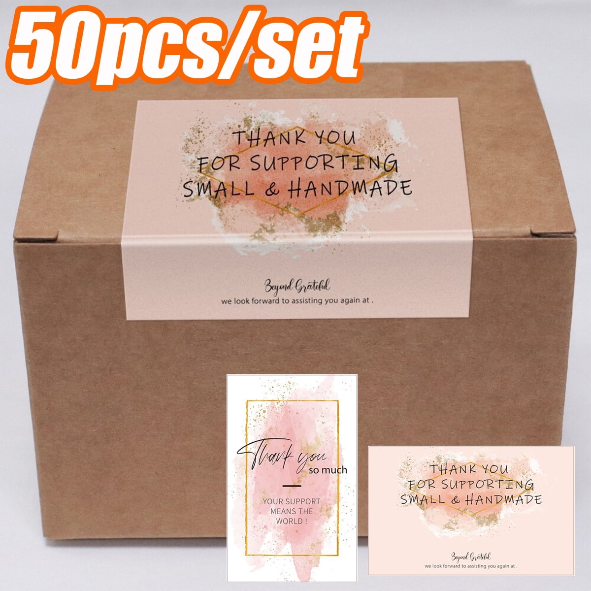 Cheers US 50Pcs/Set Box Seal Stickers, Rectangle Leaf Pattern Bag