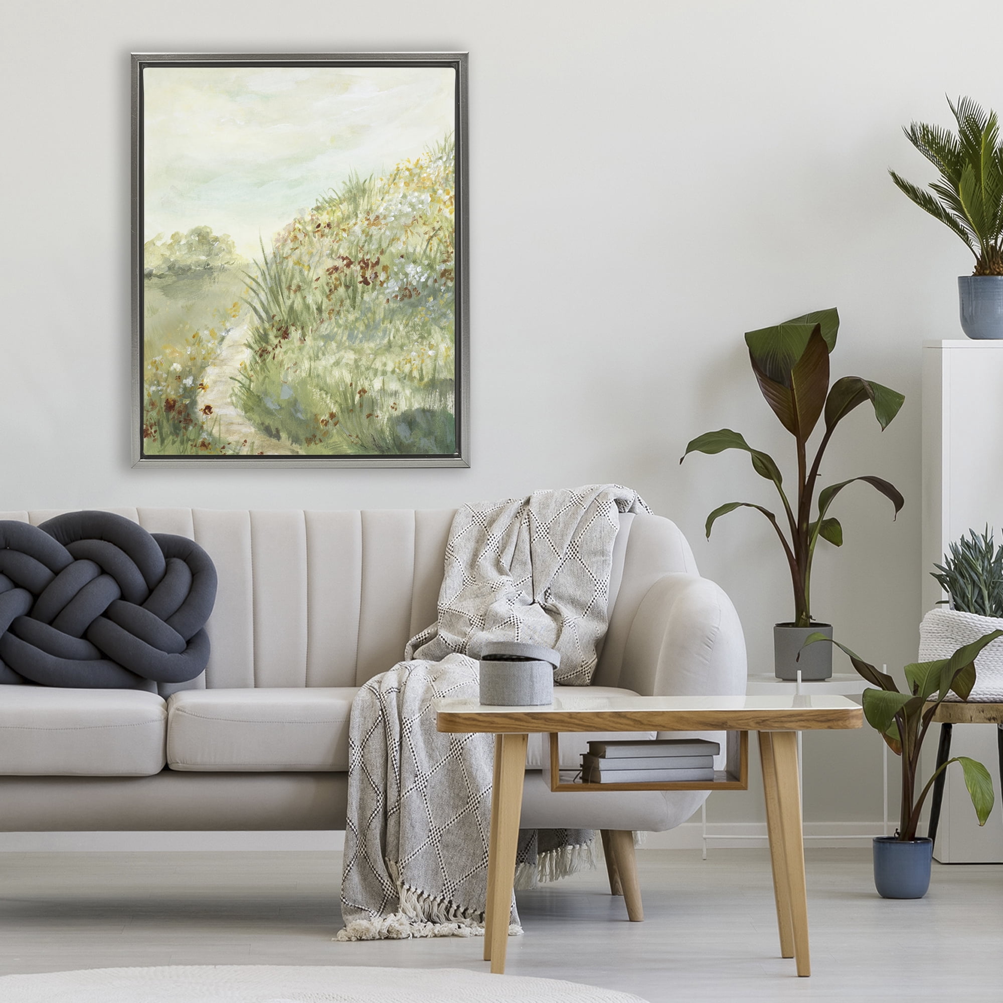 Stupell Industries Hilltop Blooms & Winding Trail Gray Framed Floater Canvas Wall Art, design by Lanie Loreth