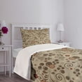 thumbnail image 5 of Ambesonne Grunge Quilted Bedspread Set 2 Pcs, Swirls Curves and Dots, Twin Size, Tan Redwood Pale Brown, 5 of 6