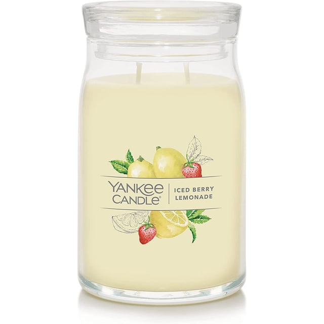 Yankee Candle Iced Berry Lemonade Scented, Signature 20oz Large Jar 2-Wick Candle, Over 60 Hours of Burn Time