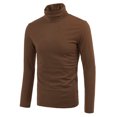 thumbnail image 2 of CamisePaHombres De Mangas Largas Cuello De Cisne Ajuste Delgado Casual Marrón 56, 2 of 7