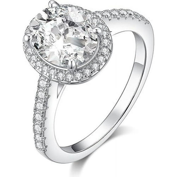 Engagement Rings for Women - Oval Moissanite Promise Ring 925 Sterling