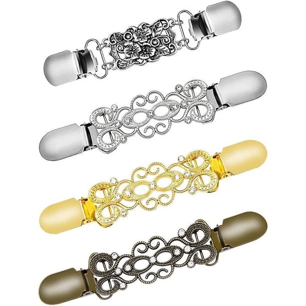 4 Piezas Retro Cardigan Clip Suéter Collar Clip Chal Clips Vestidos Chal Clip para Mujeres Niñas