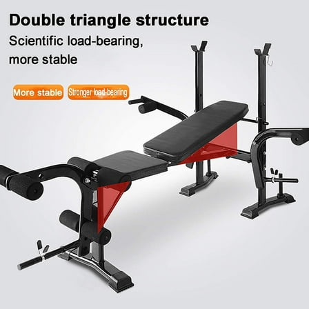 Standard Weight Bench with Preacher Curl Pad & Leg Developer – Full-Body Home Gym Lifting Equipment