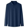 thumbnail image 3 of Mens Dress Shirt Solid Long Sleeve Hidden Placket No Iron White Business Work Shirt Spring Fall Navy 190/130, 3 of 5