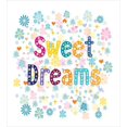 thumbnail image 3 of Sweet Dreams Queen Size Duvet Cover Set, Colorful Letters with Little Flowers on a Blossoming Background Slumber Party, Decorative 3 Piece Bedding Set with 2 Pillow Shams, Multicolor, by Ambesonne, 3 of 3