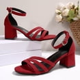 thumbnail image 4 of Viluyesy Womens Dress Sandals, Chunky Heels Ankle Strap Open Toe Summer Casual Pump Shoes Red US7, 4 of 6
