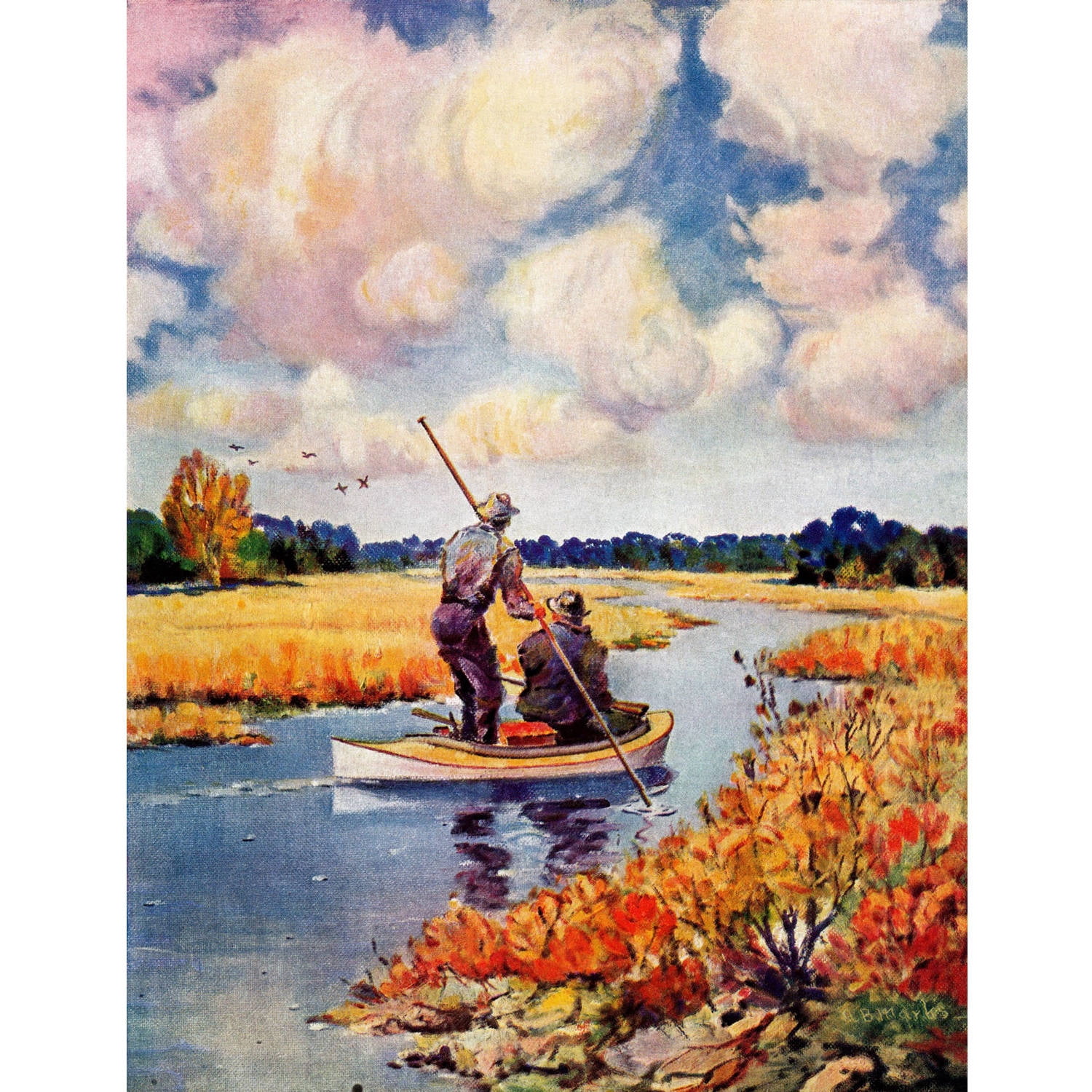 "Marsh Hunting" Painting Print on Wrapped Canvas