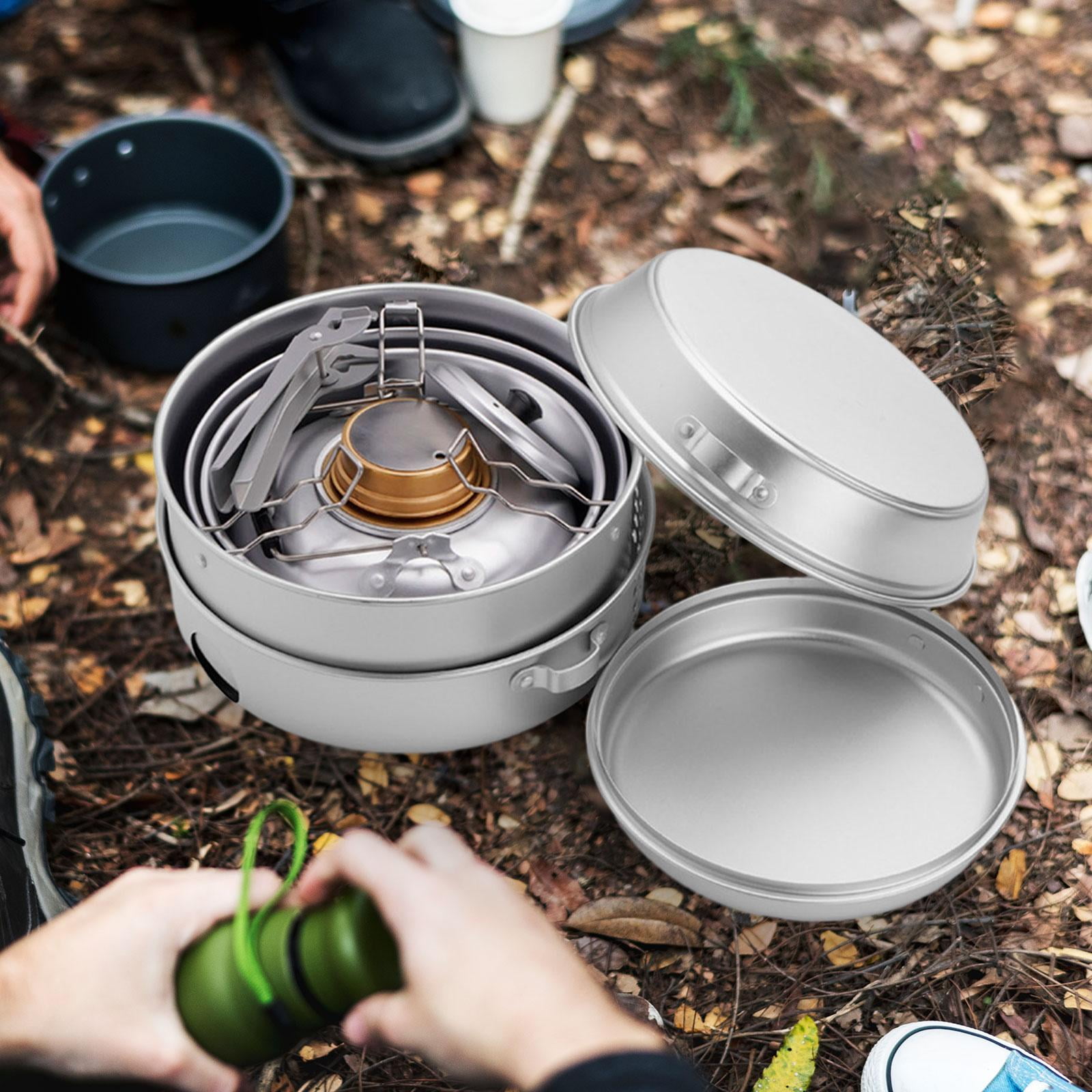 koolsoo Camping Cookware Mess Set Pot and Pan Easily to Clean Portable Lightweight Gear Cooking Gear Cooking Pot for Camp Hiking Picnic