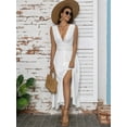 thumbnail image 5 of Women's Slit V Neck Sleeveless Midi Dress 100% Polyester Lightweight Elegant Everyday Wear Ideal for Casual Office, 5 of 9