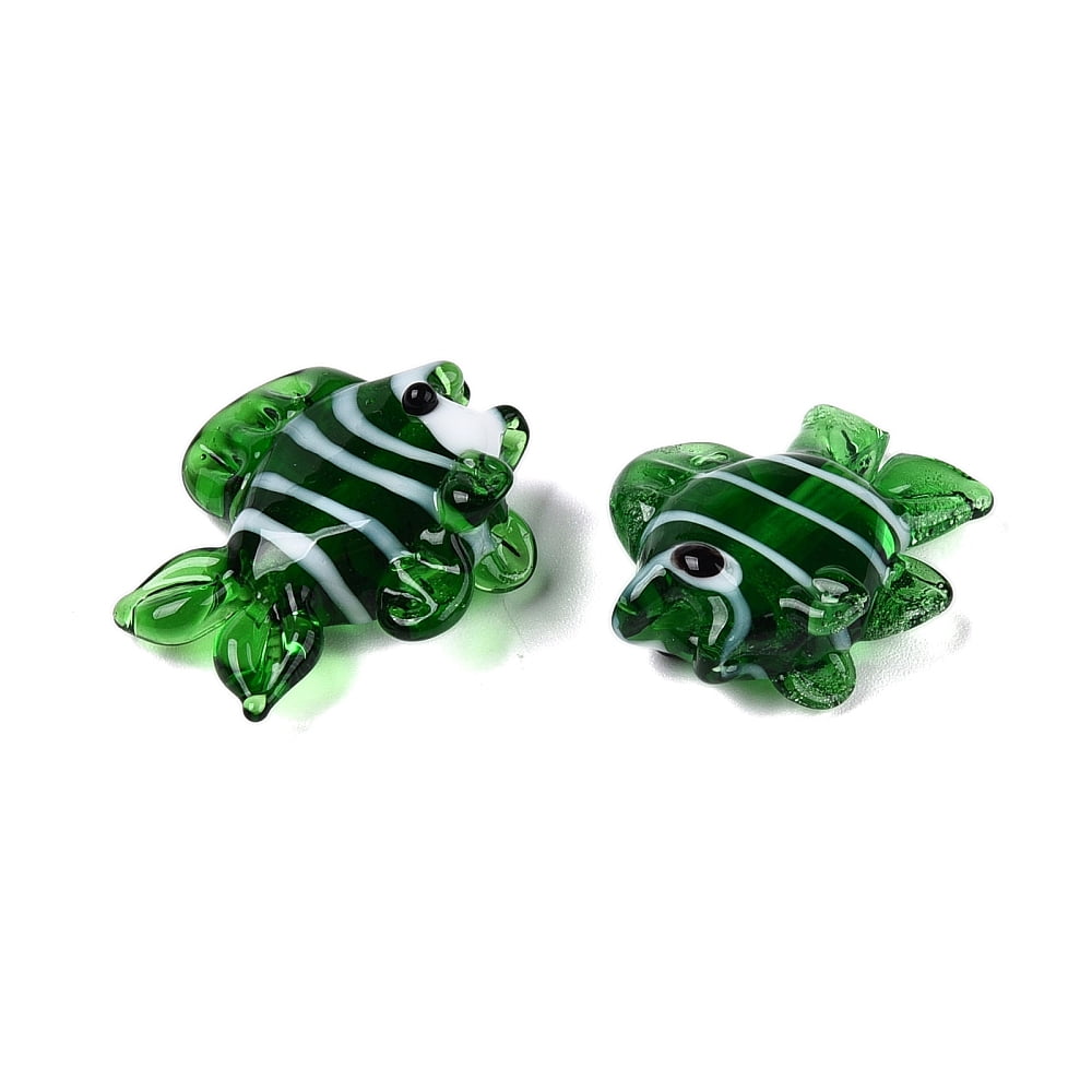 Handmade Lampwork Beads Strands Fish Green 18~23x23~27x8.5~10mm Hole: 1.5mm about 21~25pcs/strand 16.54~19.69 inch(42~50cm) Lampwork
