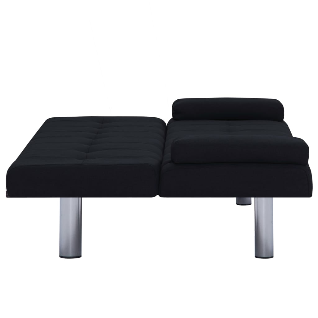 Kepooman Modern Faux Leather Convertible Sofa with 2 Pillows for Living Room Office, Black Kepooman Modern Faux Leather Convertible Sofa with 2 Pillows for Living Room Office, Black
