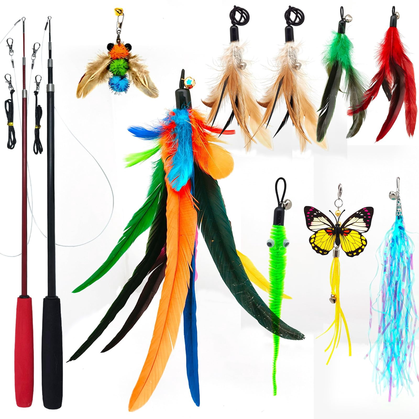 da bird fishing pole for cats Pull Apart Rod & Bird Cat Toy Jackson Galaxy recommended Go Cat Toys Da Bird Mad Cat Fishing Pole Frenzy