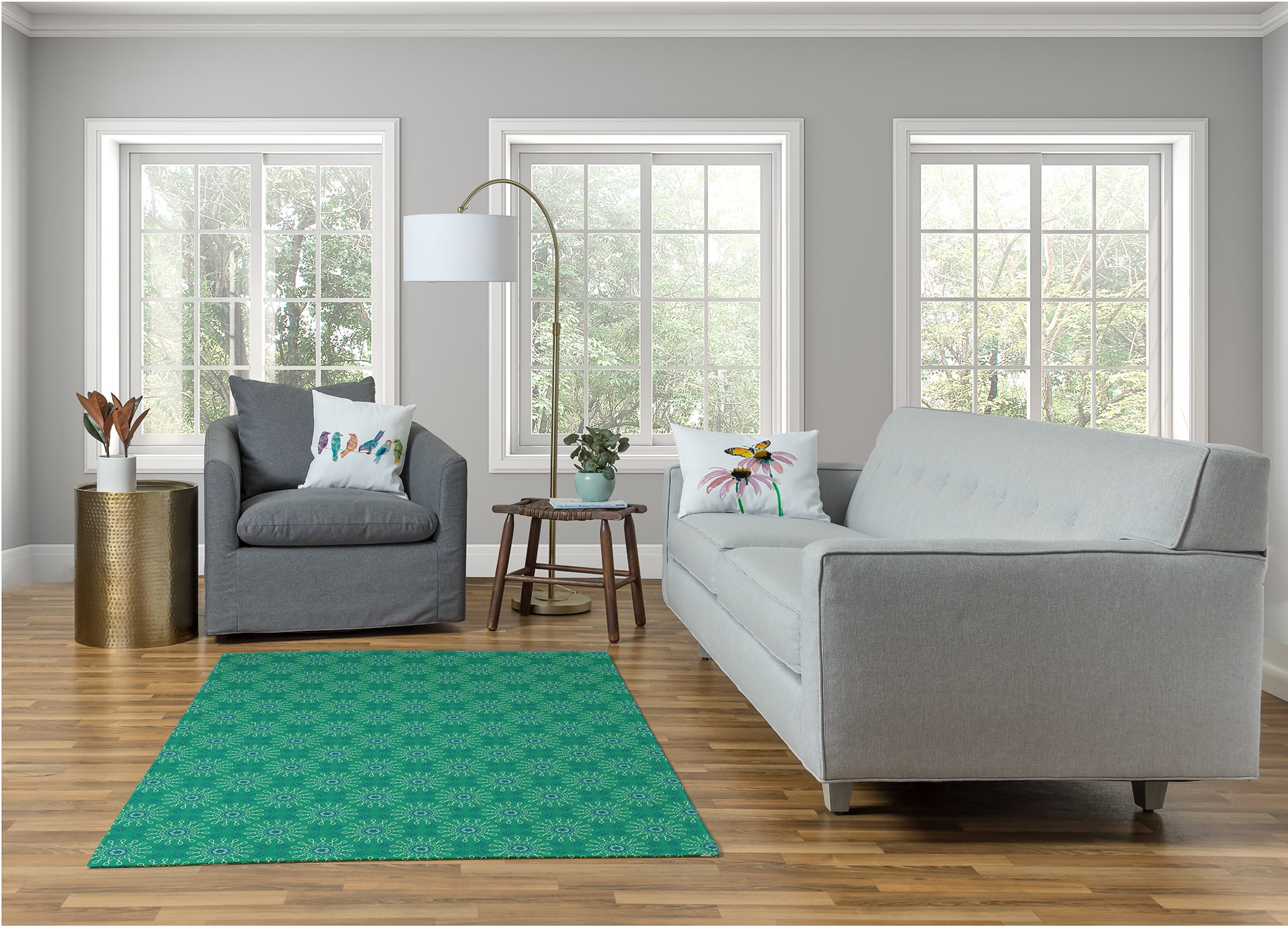 Simply Daisy 4' x 6' Kelly Green Sun Tile Rug