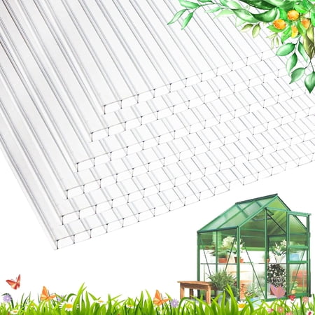 Polycarbonate Greenhouse Panels Greenhouses for Outdoors Clear UV and Waterproof Weather Resistant Shatterproof Panel Greenhouse Plant Stand Polycarbonate Roof Panels (12, 4' x 2' x 0.16'')