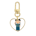 thumbnail image 1 of Long Pigtail Guatemala Cartoon Gold Heart Keychain Metal Keyring Holder, 1 of 3