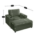 thumbnail image 5 of Chaise Lounge Chair, Oversized Sofa Bed with Storage Ottoman and Built-in USB Charging Port, Corduroy Upholstered Sleeper with Dual Cup Holders and Deep Seat, Reading Couch, Green, 5 of 6