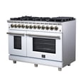 thumbnail image 2 of Forno Massimo 48 Inch Freestanding Dual Fuel Range in White with Antique Brass Accessories, 8 Burners, 6.58 cu. ft. Convection Oven, 2 of 14