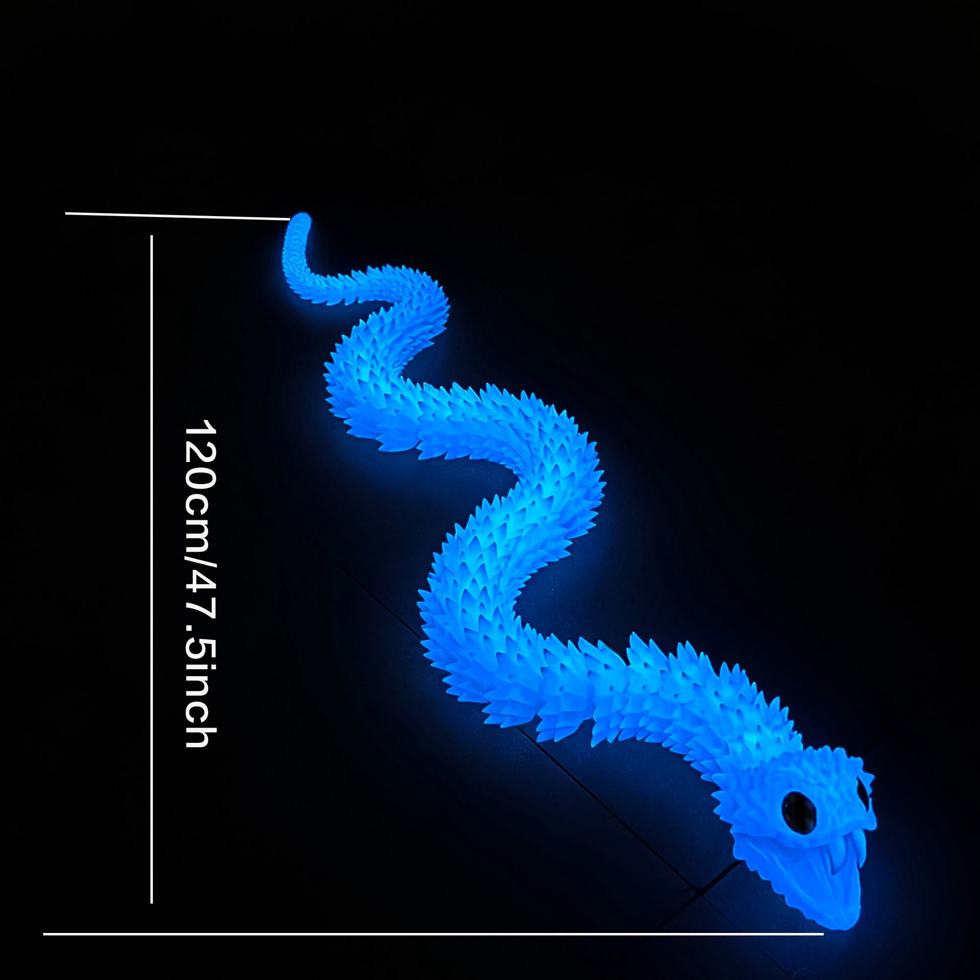 47.5inch 3D Printed snake,Flexible Joint Animal lacertid Figurines,Realistic Eyes, Home Office Decor,Fidget Toy for Adults Teens Boy Festival Gifts