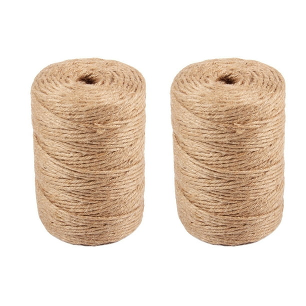 2pcs Woven Natural Jute Rope Twine Durable Packing String Arts and Crafts  for Gifts DIY Crafts Festive Decoration Bundling and Gardening (3MM 100